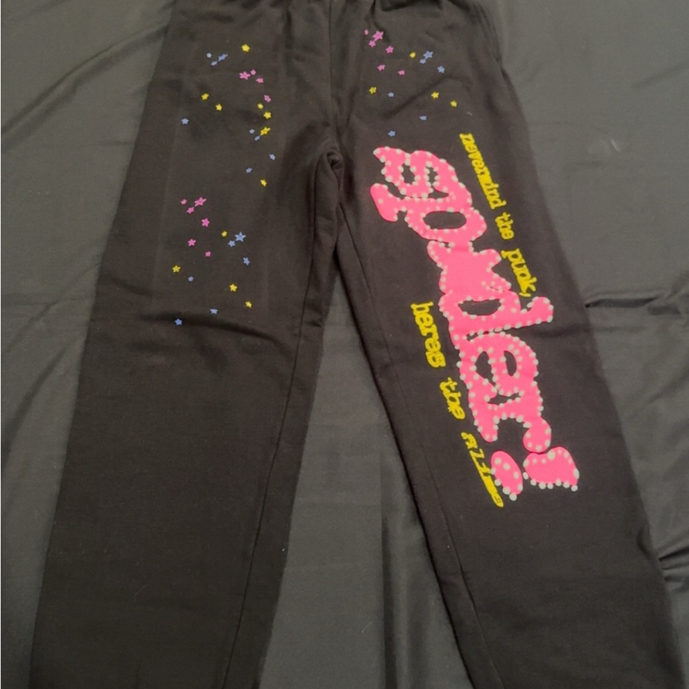 Sp5der Black/Pink Worldwide Sweatpants